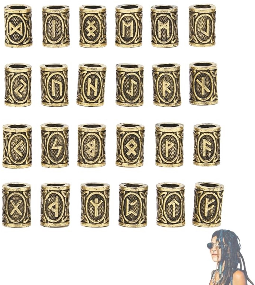 Dailygoods - 24 Stuks Viking Haaraccessoires Baardkralen in Unieke Ontwerpen