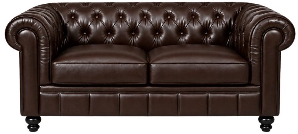 Chesterfield Bank - 2 Zits - Bruin mokka - Leer - Sofa