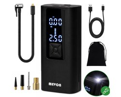 Mevon Compressor Bandenpomp - Elektrische Fietspomp - Draagbare Luchtcompressor - Fiets/Auto/Motor/Bal/Luchtbed - Tot 10.3 bar - MV03
