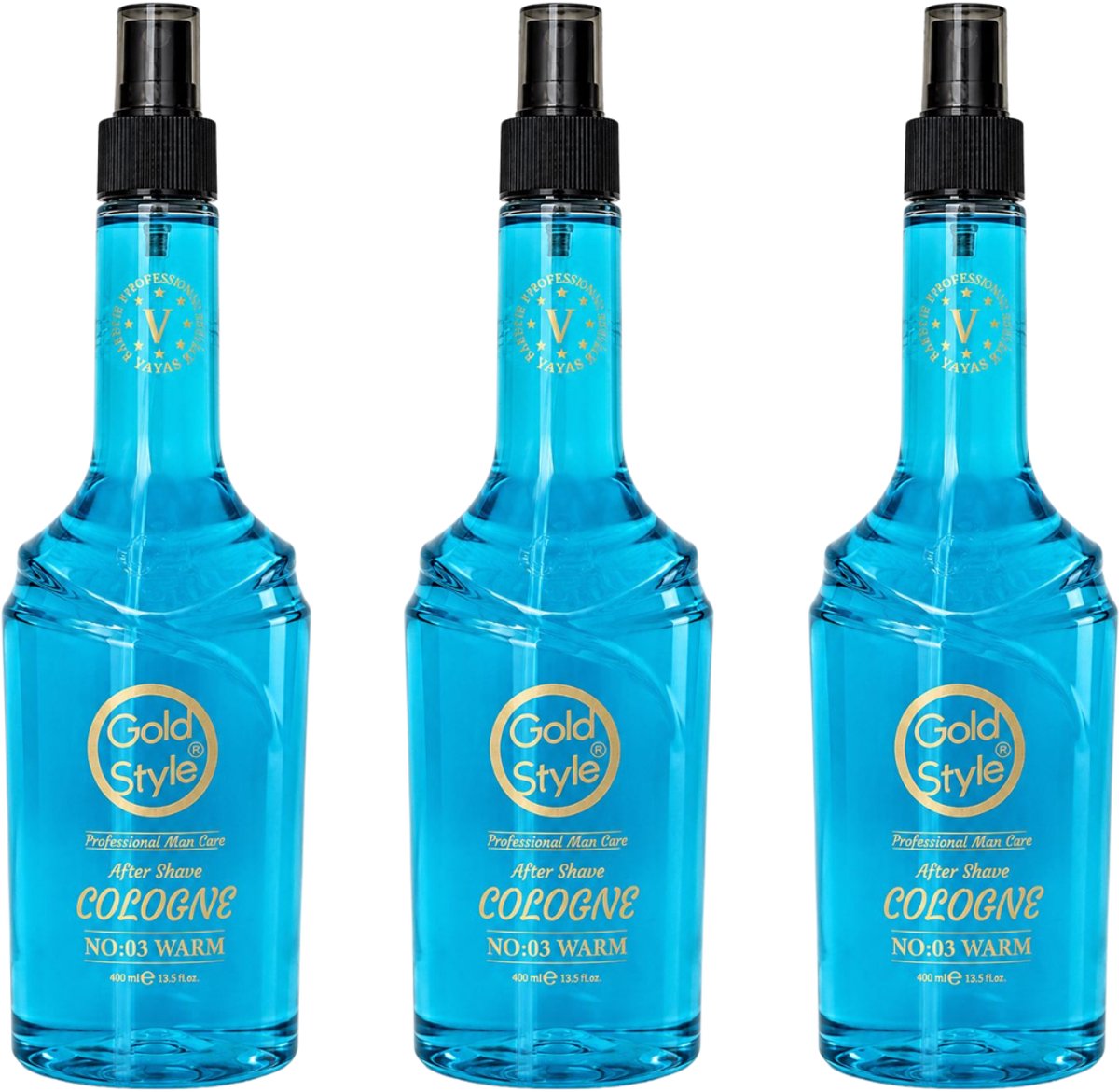 Gold Style After Shave Cologne 03 – 3 Stuk x 1200 ml – Verkoelende en Verzorgende Aftershave voor Mannen