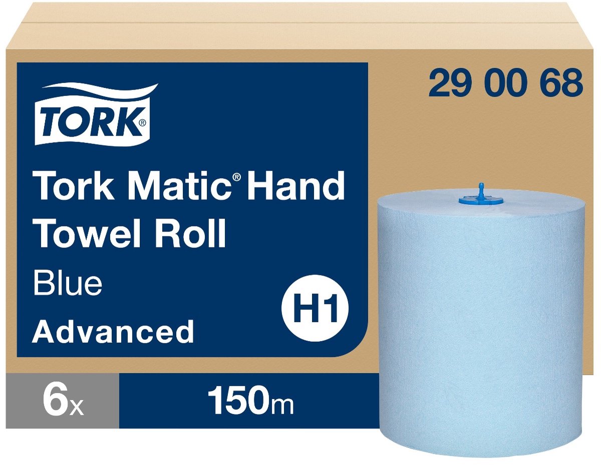 Tork Matic papieren handdoekrol Advanced H1, 2-laags, blauw, 6 x 150 m (290068)