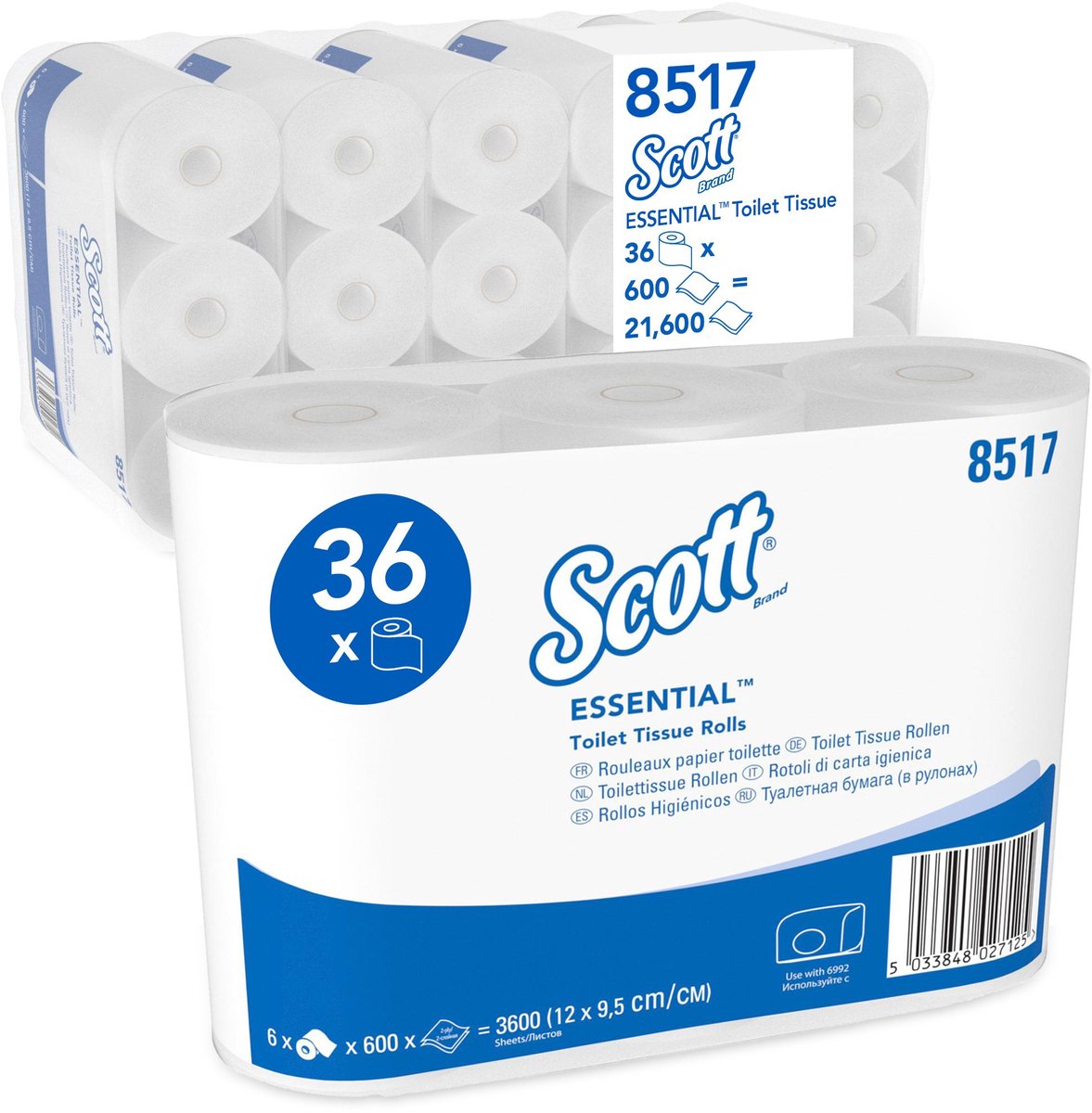 Scott - Toiletpapier 8517 ess. 2-laags 600vel wit