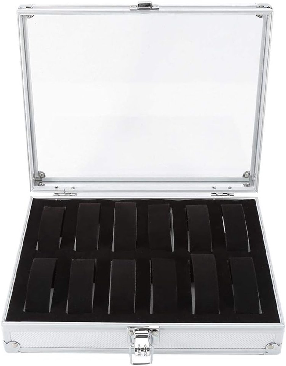 Aluminium horlogedoos, multifunctionele juwelendoos Horloge opbergdoos, horlogedoos, voor mannen voor vrouwen(12 bits)