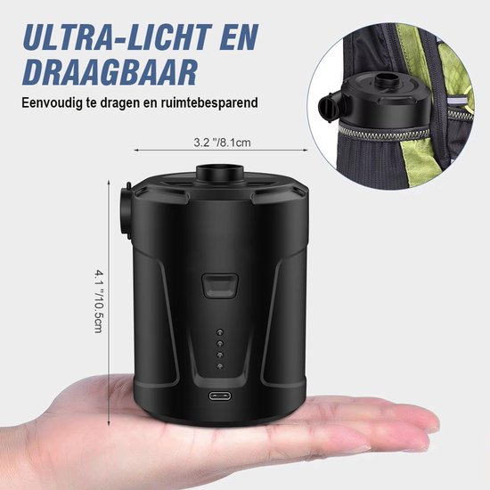 EAFC Inflate Elektrische Luchtpomp - Luchtbedpomp & Zwembadpomp - 5200 mAh accu - 280 Liter/Min - Draadloos & Oplaadbaar - Vacuümfunctie van eafc — afbeelding 2