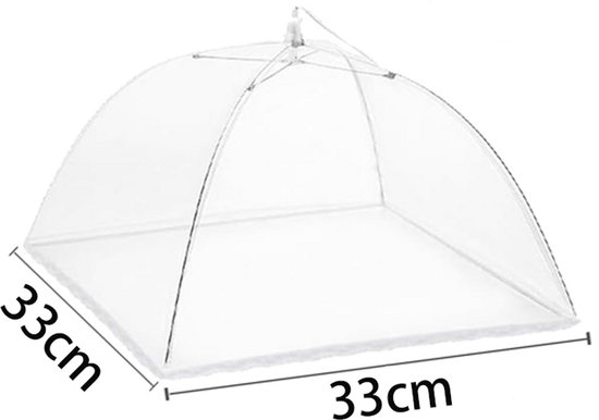 2 stuks - Voedselafdekking - Voedselafdekking voor buiten - Opvouwbaar zonnescherm van gaas - Wit - Stofwerende afdekking voor voedsel - Opvouwbare komafdekking - 33*33 cm - Voedselafdekking - Geschikt voor buiten, feesten en picknicks — afbeelding 2
