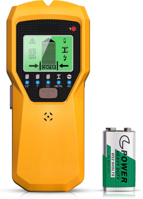 Membeli Leidingzoeker - Voor Hout, Metaal & Kabels - Leidingdetector & Kabelzoeker - Stud Finder Muurscanner - 5 in 1 Detector met LCD-Scherm