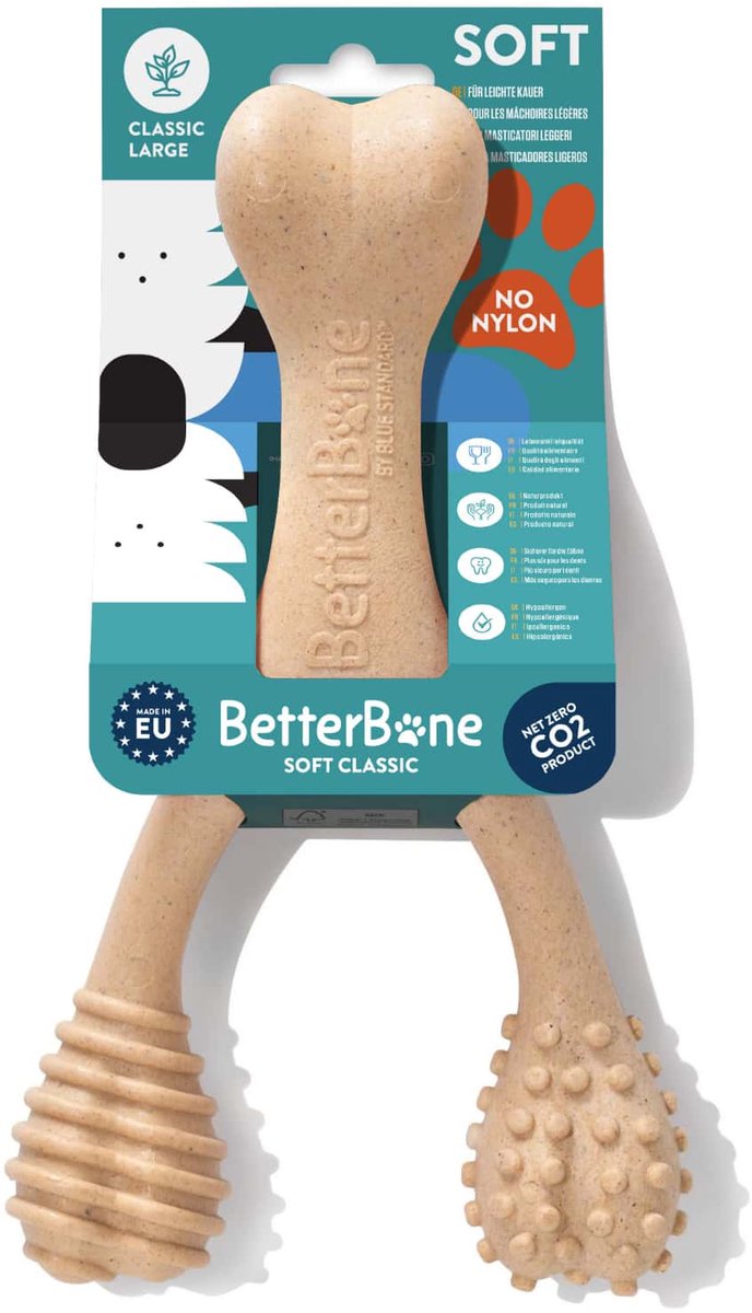 BetterBone Kauwbot Hond - Large Soft Classic - Zacht Kauwspeelgoed voor Grote Honden, Puppy’s & Senioren - Nylonvrij & Natuurlijk