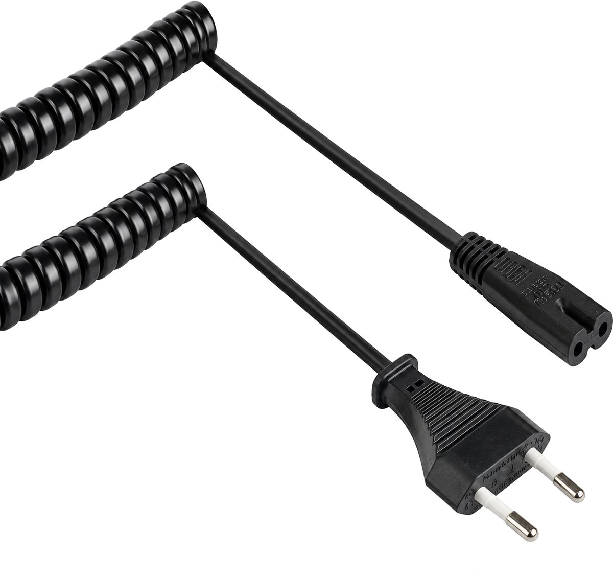 Allteq - Euro naar C7 apparaatsnoer - Krulsnoer - 2 meter - Zwart