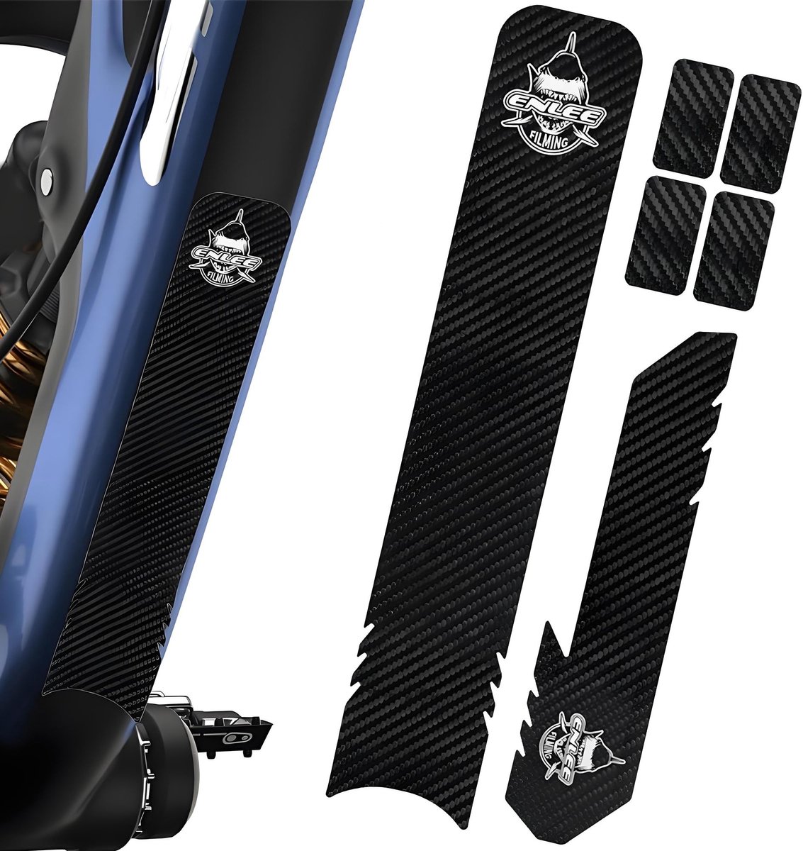 Dailygoody - Beschermfolie fietsframe - Duurzaam en krassenbestendig - Zwart - Carbon vezel stickers - Ideaal voor mountainbikes - Framebescherming