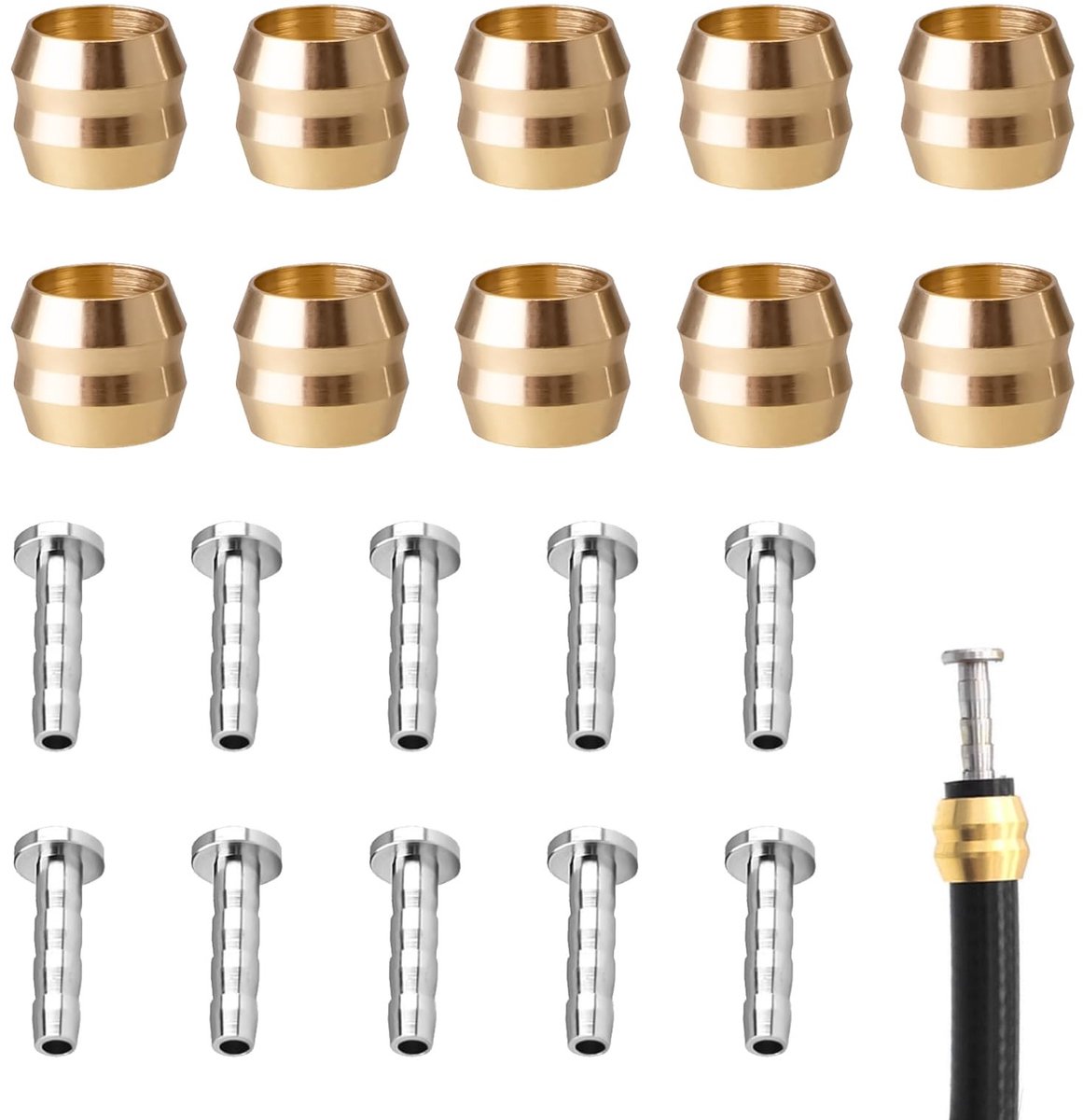 Dailygoody - BH90 Olijf en Baard - Hydraulische Remleiding Inserts - Geel - Vervangingsset voor Shimano - 10 Stuks - Geschikt voor Diverse Shimano Mod