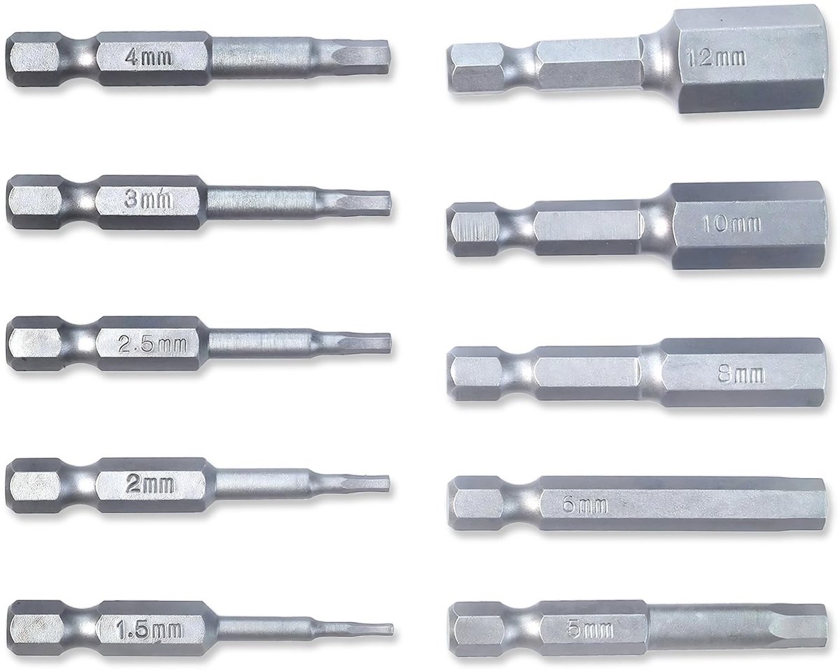 Dailygoody - 10-delige Schroevendraaier Bits Set - Magnetisch en hexagonaal - Geschikt voor 1/4 inch schroeven - S2 staal - Professioneel gereedschap ..