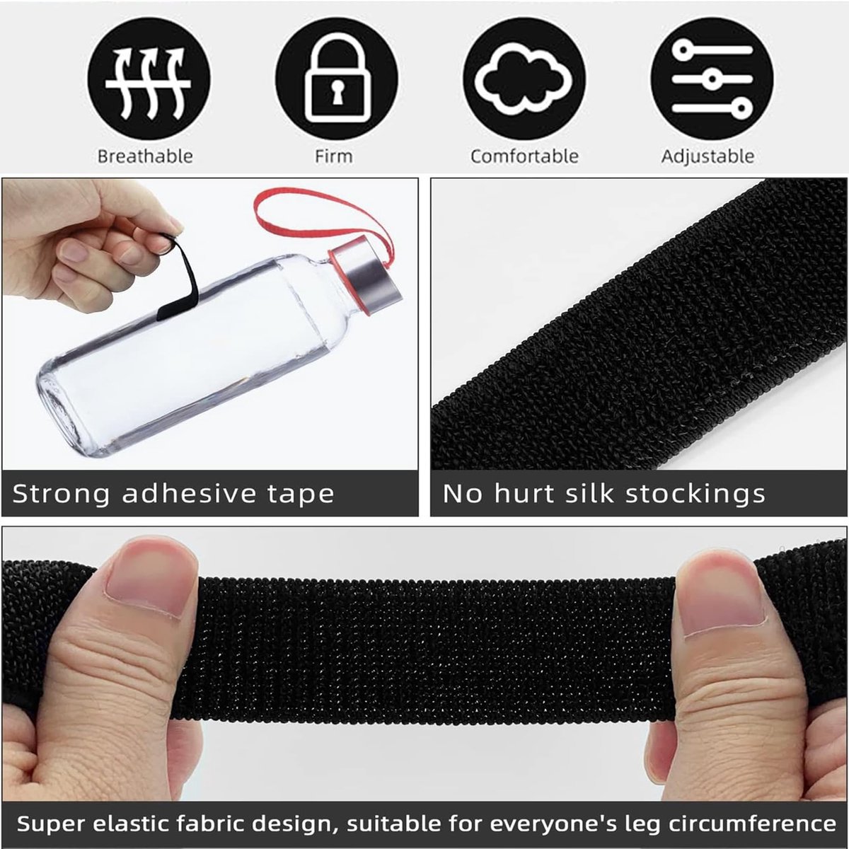 Dailygoody - Lange laarzenriemen - Antislip - Verstelbaar en herbruikbaar - L - Inclusief 30 stickers - Geschikt voor stevige laarzen