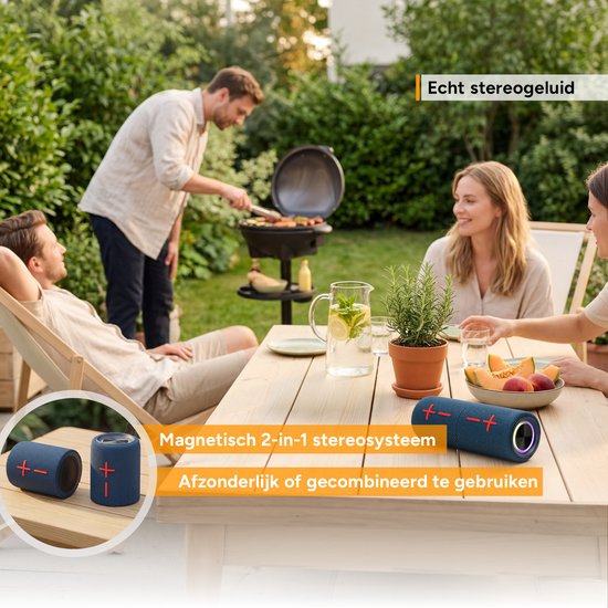 TZS First Austria Bluetooth Speaker 10W - Draadloze TWS Stereo Luidspreker - IPX5, FM-Radio, MicroSD & AUX - USB-C - Blauw van tzs-first-austria — afbeelding 3