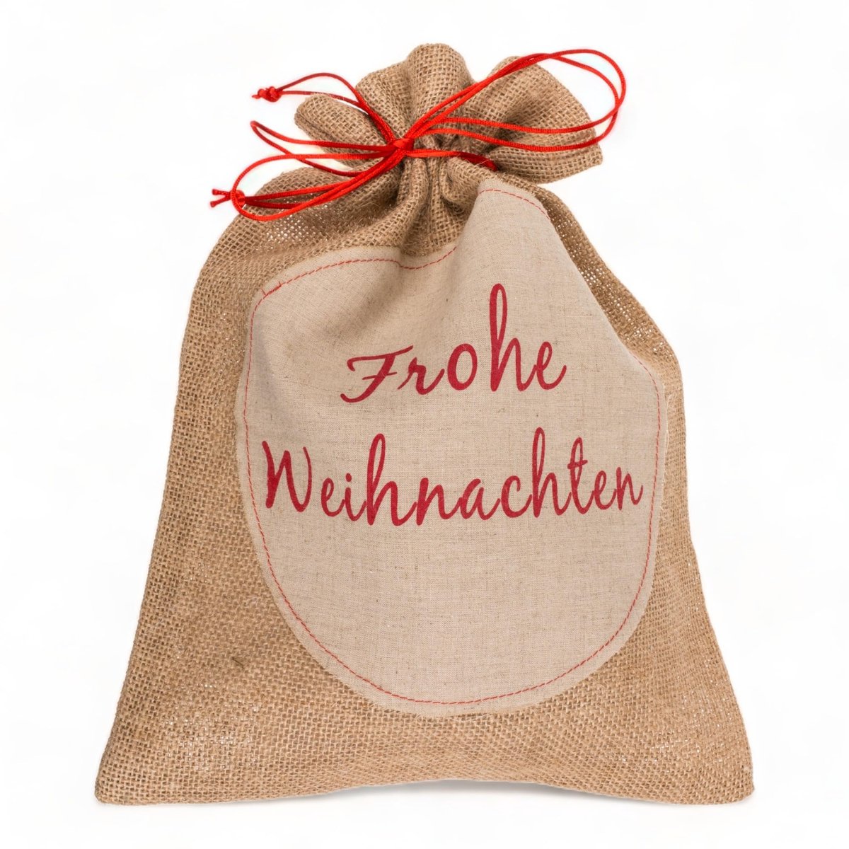 Dailygoody - Solidchoice - Dailygoody - Jutezak - Duurzaam cadeauzakje - Vrolijk Kerstfeest - 37 x 28 cm - Stijlvol design - Geschikt voor cadeaus - Kleur: Jute