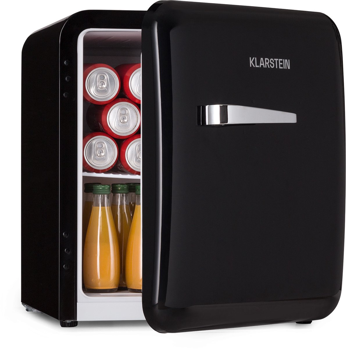 Klarstein Mini-Koelkast koelkast, minikoelkast voor drankjes, kleine koelkast, stille kleine koelkast, huidverzorgingskoelkast, vintage design, campingkoelkast, minikoelkast voor kamers, 0-10°C, 48 liter – Mini Fridge – Hotelkoelkast