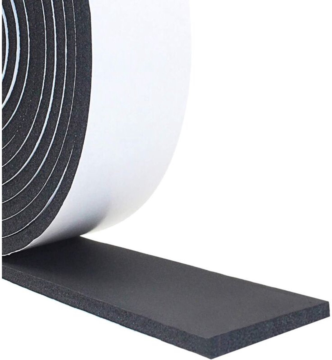 Deur- en raamafdichtingsstrips, 15 mm breed x 10 mm dik x 4 m lang, geluiddicht, zwart.