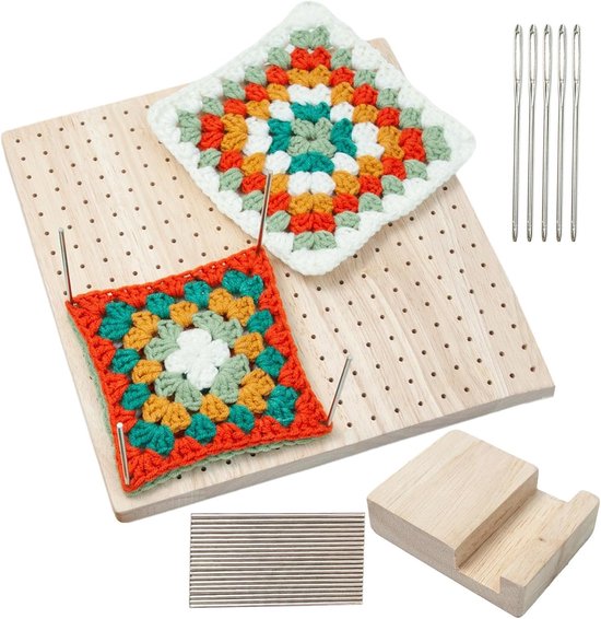 Haakblokkeerplank - Breiplaat Haken Mat - Haken en Breien - Massief Houten Constructie - 23 x 23 cm - Niet gespecificeerd — afbeelding 5