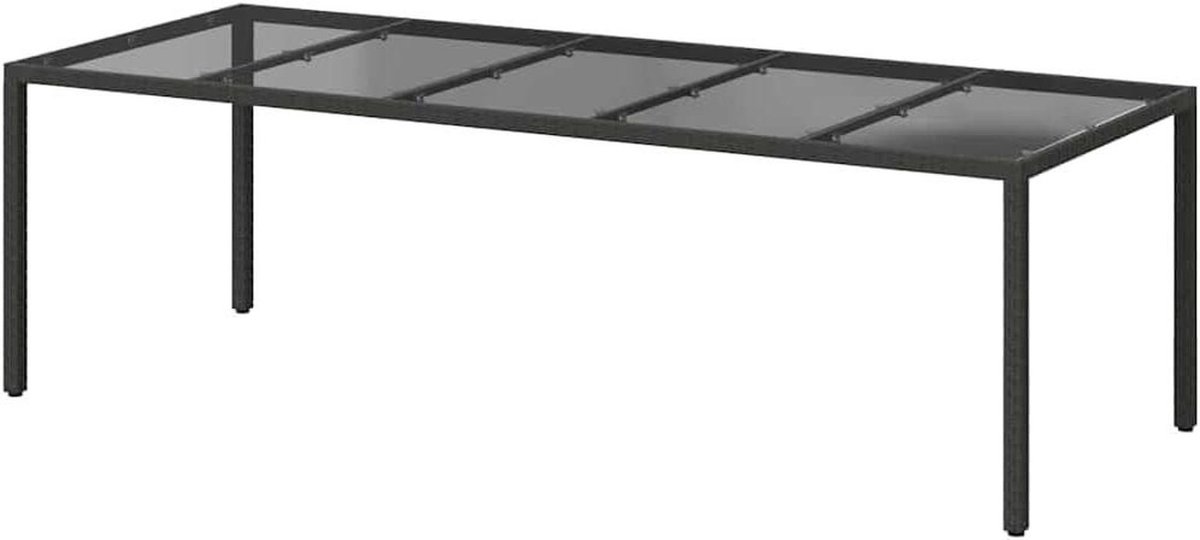 Moderne tuintafel - Rechthoekige eettafel - Buiten dineren - Weerbestendig polyrotan - 250 cm - Zwart