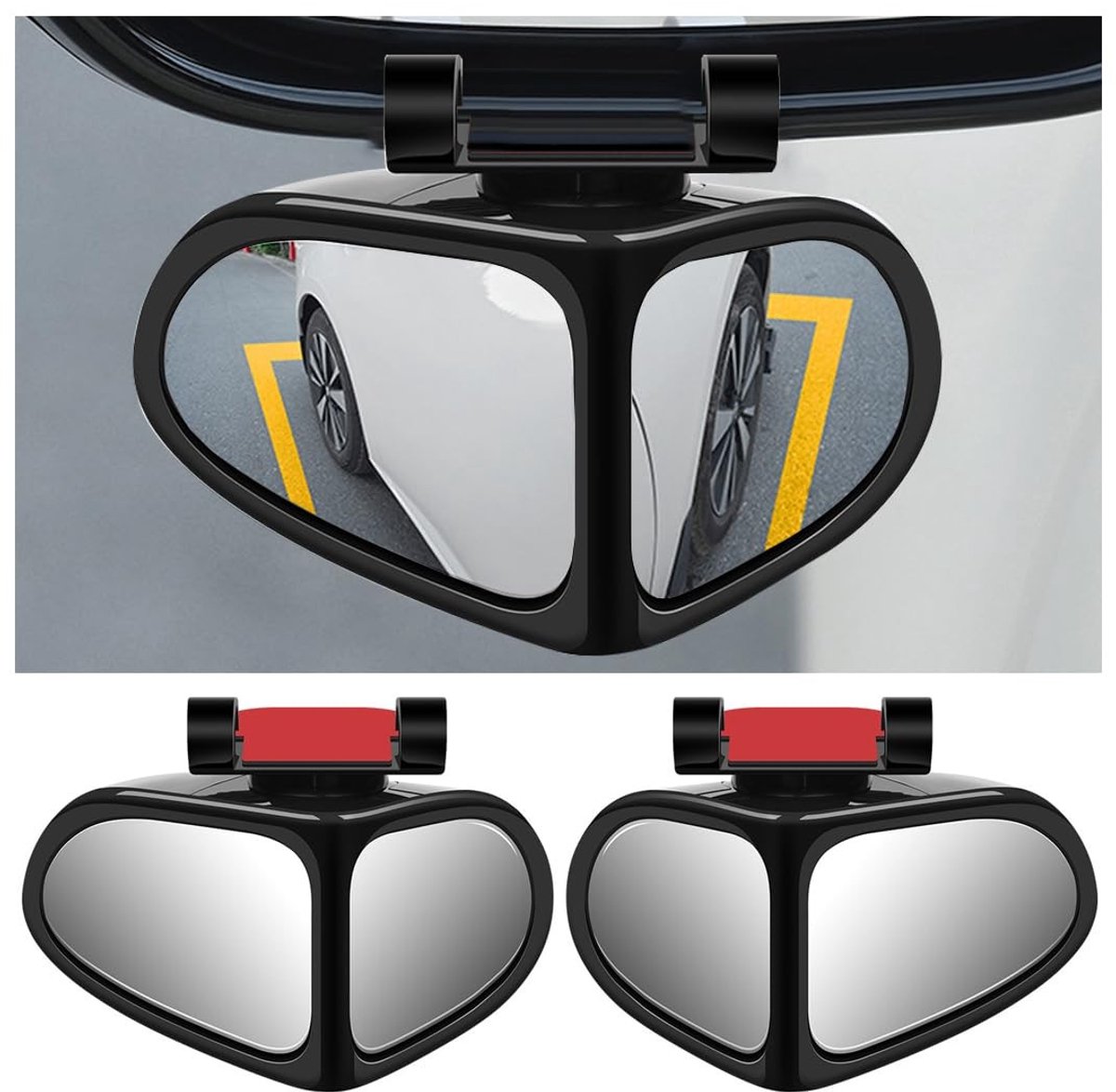 Dailygoody - Solidchoice - Dailygoody - Dodehoekspiegel - 2-in-1 groothoek - Verstelbaar en draaibaar - Zwart - Extra zicht voor auto - Geschikt voor SUV's en vrachtwagens