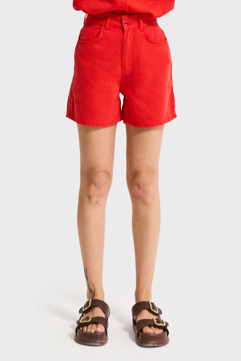 It's Basic - MINI DENIM SHORT - CRIMSON