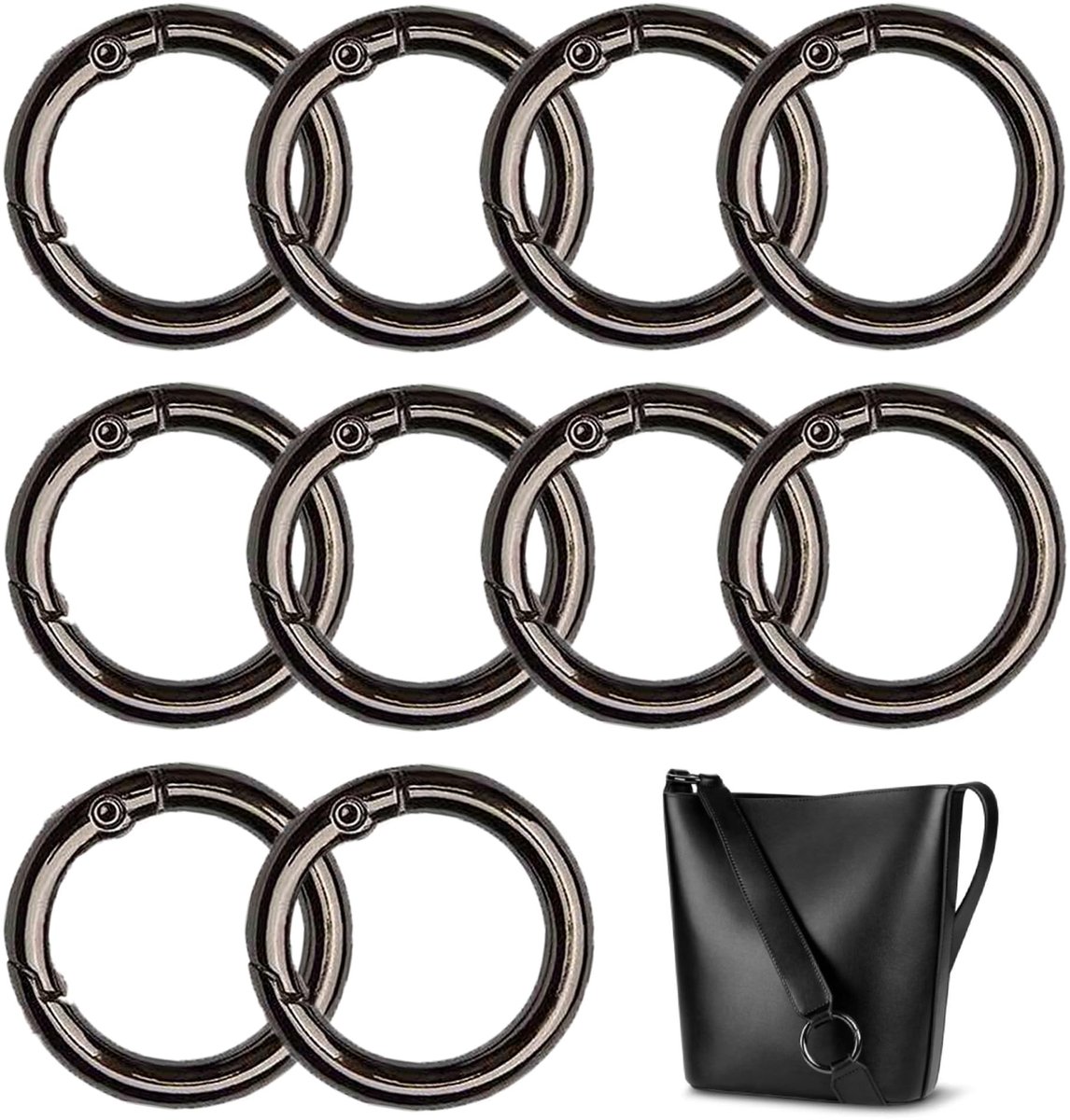 Dailygoody - Karabijnhaken - Ronde Ringclips - Lichtgewicht en Corrosiebestendig - 10 Stuks - Sleutelhangers - Geschikt voor Knutselen - 45 mm