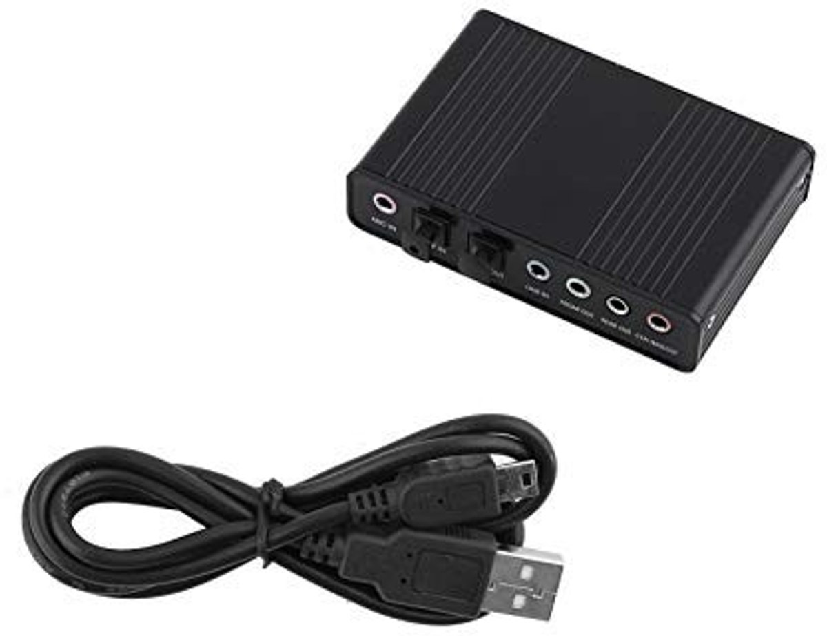 Dailygoody - Bluetooth Adapter Usb - Externe Geluidskaart - 6 Kanaals - Zwart - Digitale Audio Output - Geschikt voor Pc