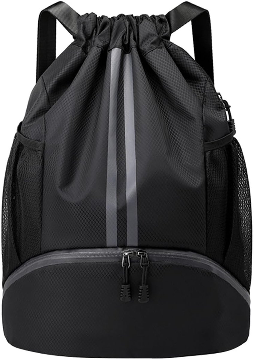 Dailygoody - Solidchoice - Dailygoody - Trekkoordzakken - Grote waterdichte sporttas - Ruim en praktisch - Zwart - Gymtas met schoenenvak - Geschikt voor sport en school - Oxfor...