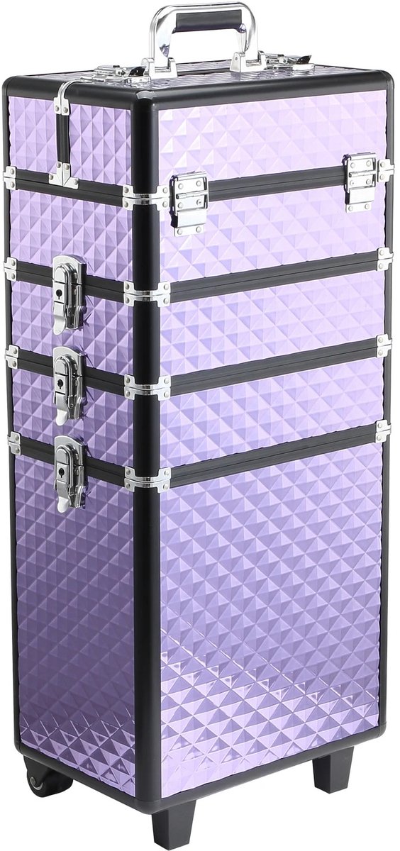 Roossentials cosmetica koffer - Make-up koffer - Make-up case - Professioneel - Make-up trolley -Beautycase - Met handvat en wielen - Verschillende niveaus