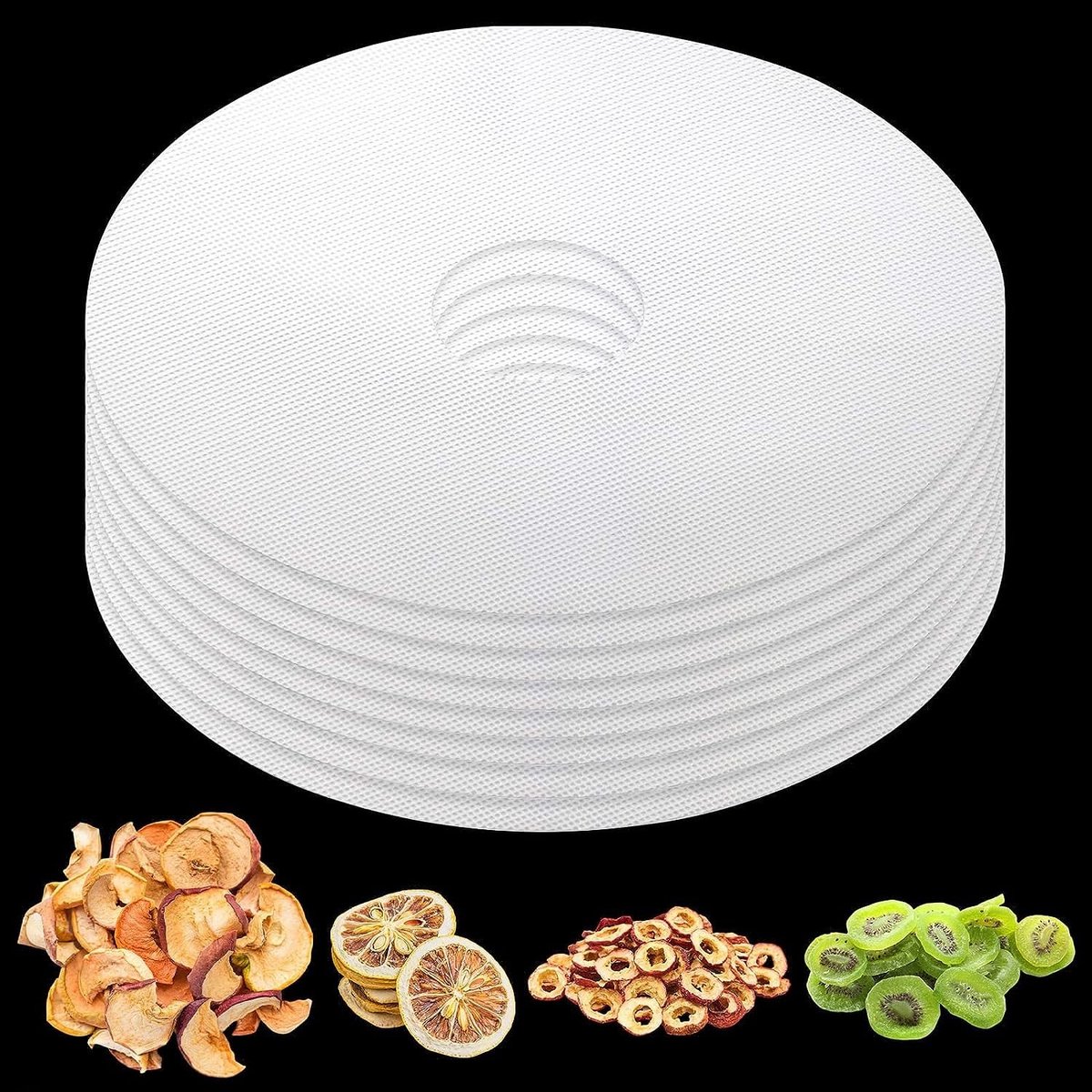 Dailygoody - Ronde siliconen dehydratorbladen - Herbruikbare stoommatten - 33 cm - Anti-aanbak matten - Voor fruitdehydrator - Ideaal voor thuisgebrui...