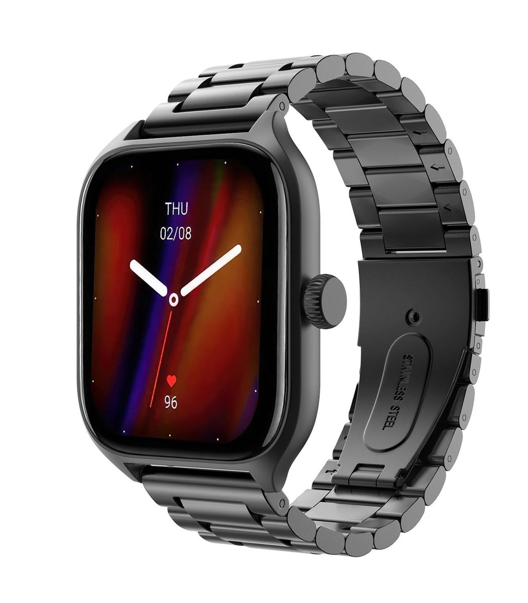 Dailygoody - Roestvrijstalen Horlogeband - Vervangende Horlogeband - Stijlvol en Duurzaam - Zwart - Compatibel met Amazfit - Geschikt voor Mannen en V..