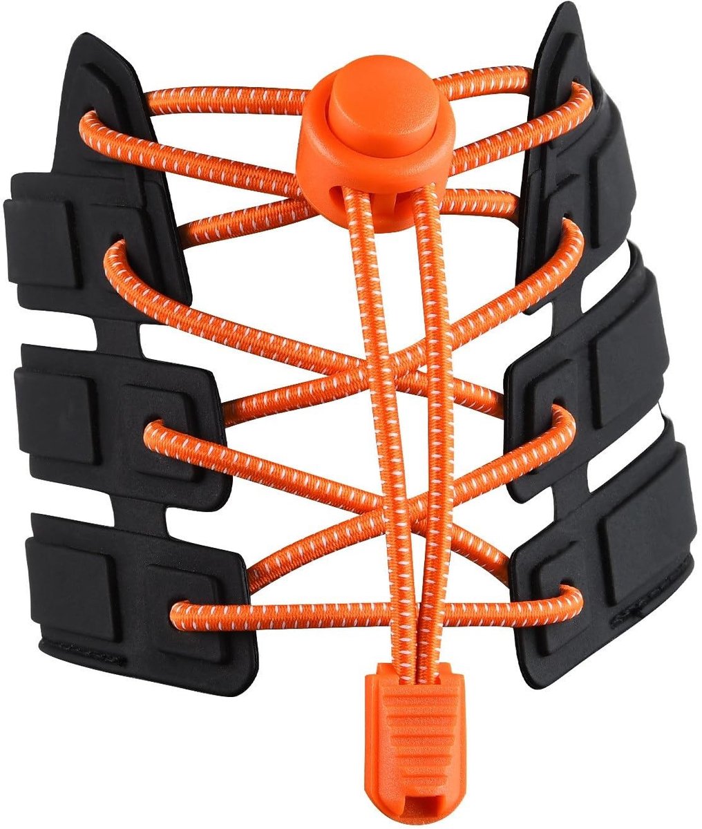 Dailygoody - Elastische Veters - Schoenveters zonder Strikken - Snelsluiting voor Sport - Oranje - Geschikt voor Jongeren en Ouderen - 120 cm