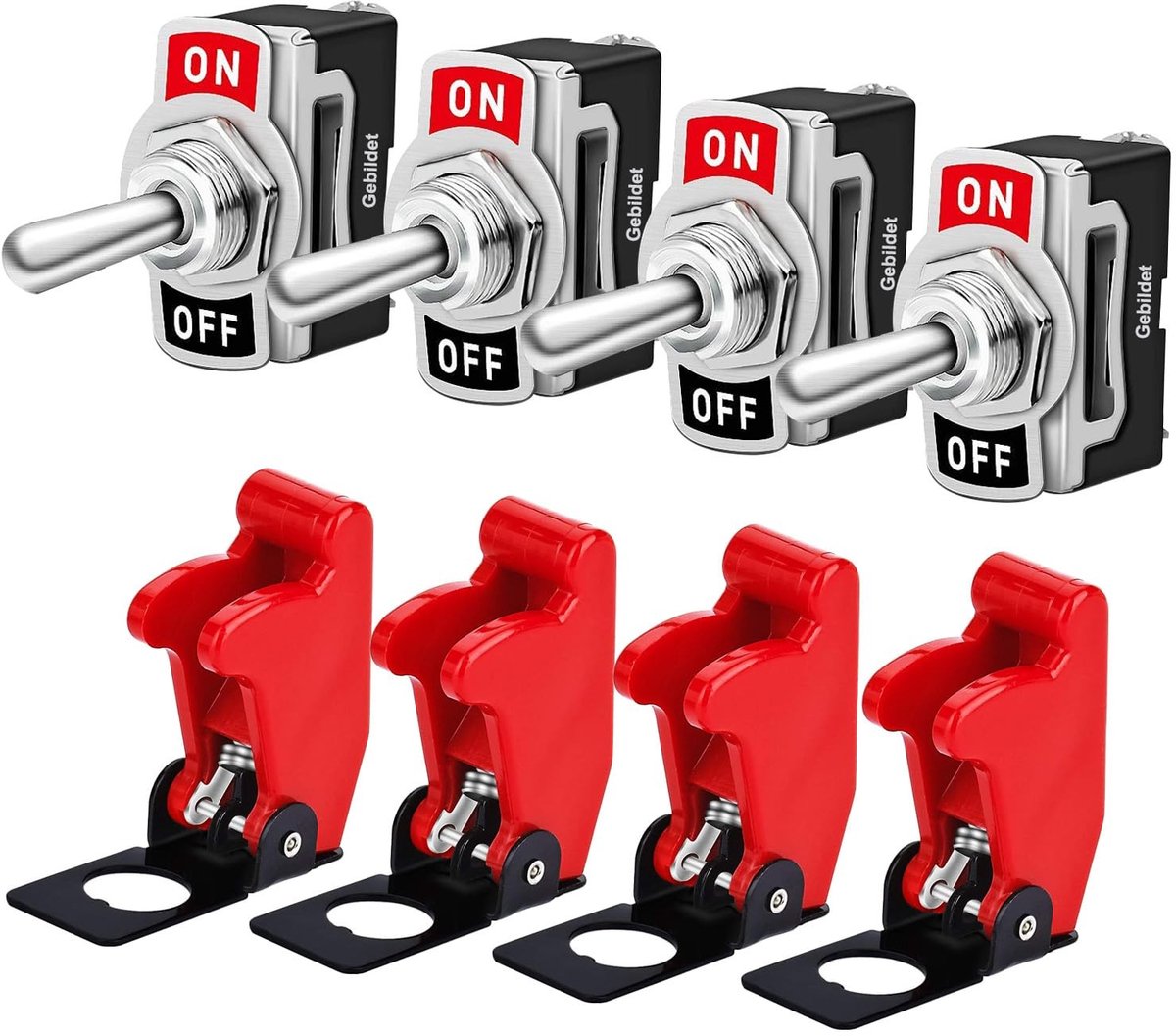 Dailygoody - Toggle Switch - Rocker Switch - 10A/12VDC - 4-pack - ON/OFF Schakelaar - Ideaal voor Auto en Boot - Waterdicht en Duurzaam