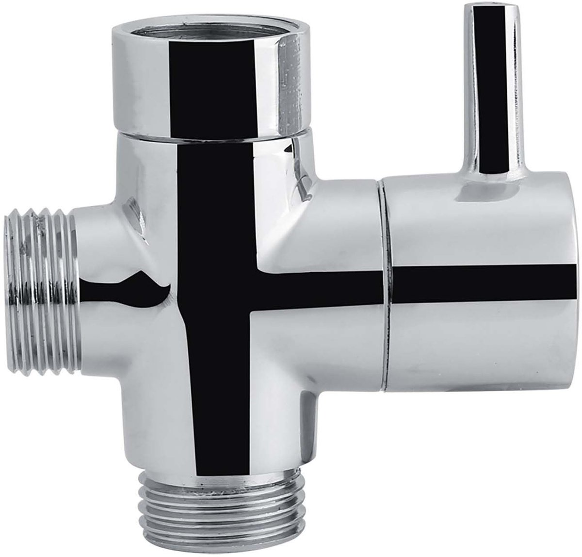 Dailygoody - T-vormige 3-weg slangensplitser - Duurzaam en roestvrij - Verchroomd messing - Handdouche splitter - Geschikt voor wandmontage - G1/