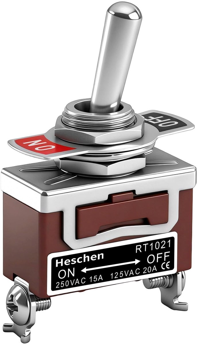 Dailygoody - Metall-Chicken Schalter - Schakelaar - 15A 250 - ON/OFF - Mount - Voor professioneel gebruik - J+297