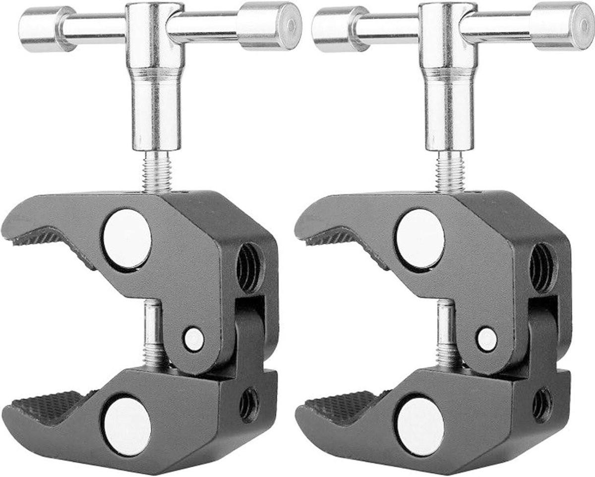 2-Pack Super Clamp voor Fotografie met 1/4" en 3/8" Draad voor DSLR Rigs, Verlichting en Accessoires