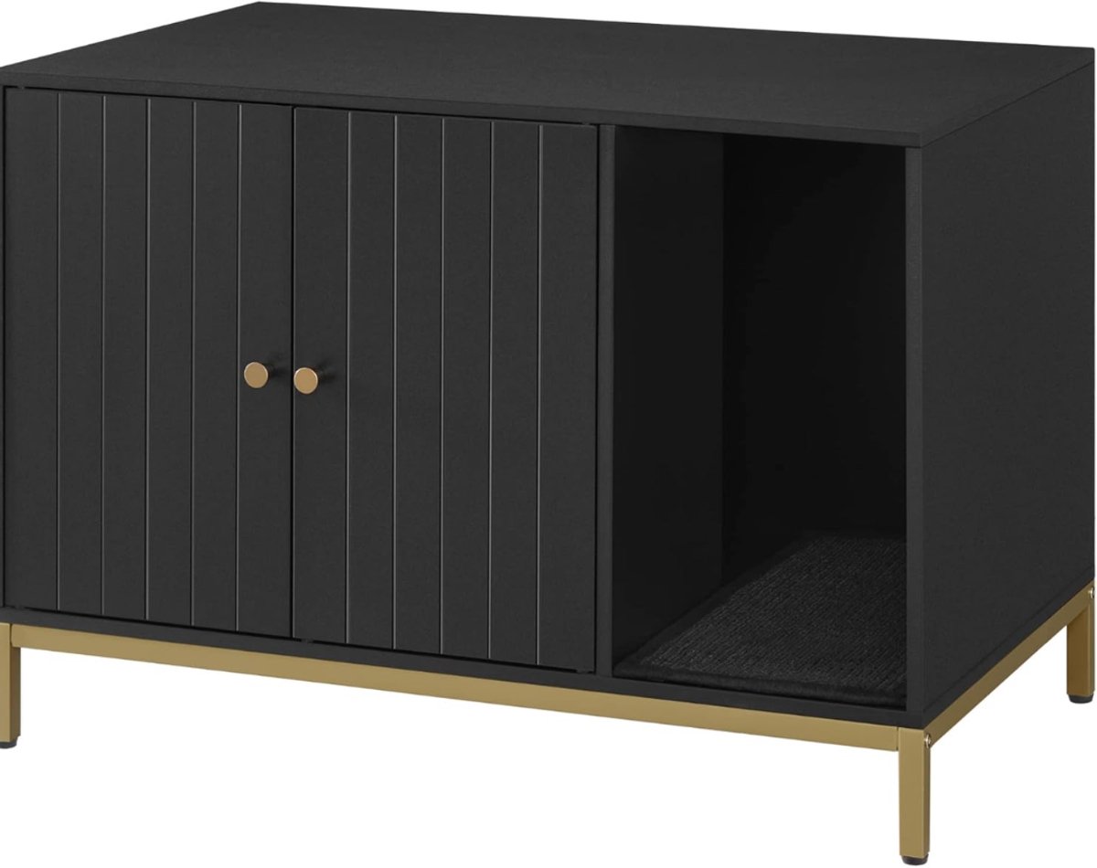AHD® Kattenbak Kast - Kattenkast - Kattenbak Ombouw - Zwart- 50 cm x 80 cm x 55 cm