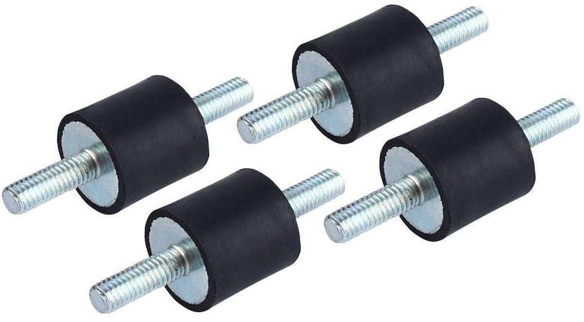 Dailygoody - 4 Stuks M6 Rubberen Trillingsdemper - Dempingselement - Zwart - Scheursterkte >45N/mm - Geschikt voor Luchtcompressoren - Rubber