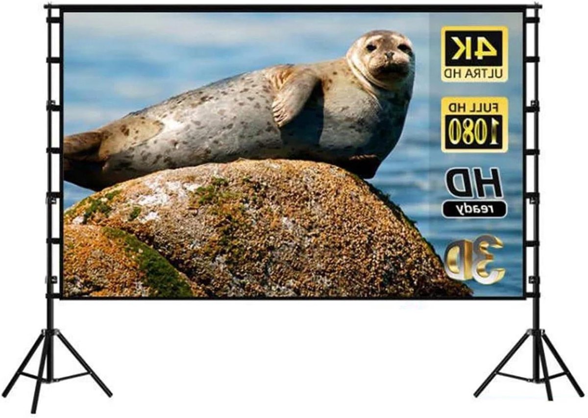 Projectiescherm met Standaard - Buiten Filmscherm - Filmavonden Thuis - Kreukvrij Polyester - 120 inch - Zwart
