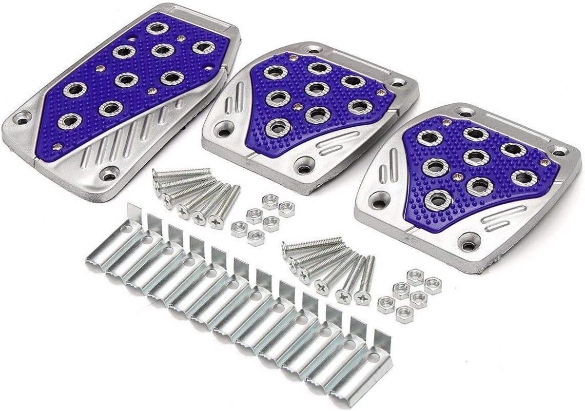 Auto Pedaal Covers - Voetpads Set - Veilig Rijden - Antislip Grip - 3 Stuks - Blauw