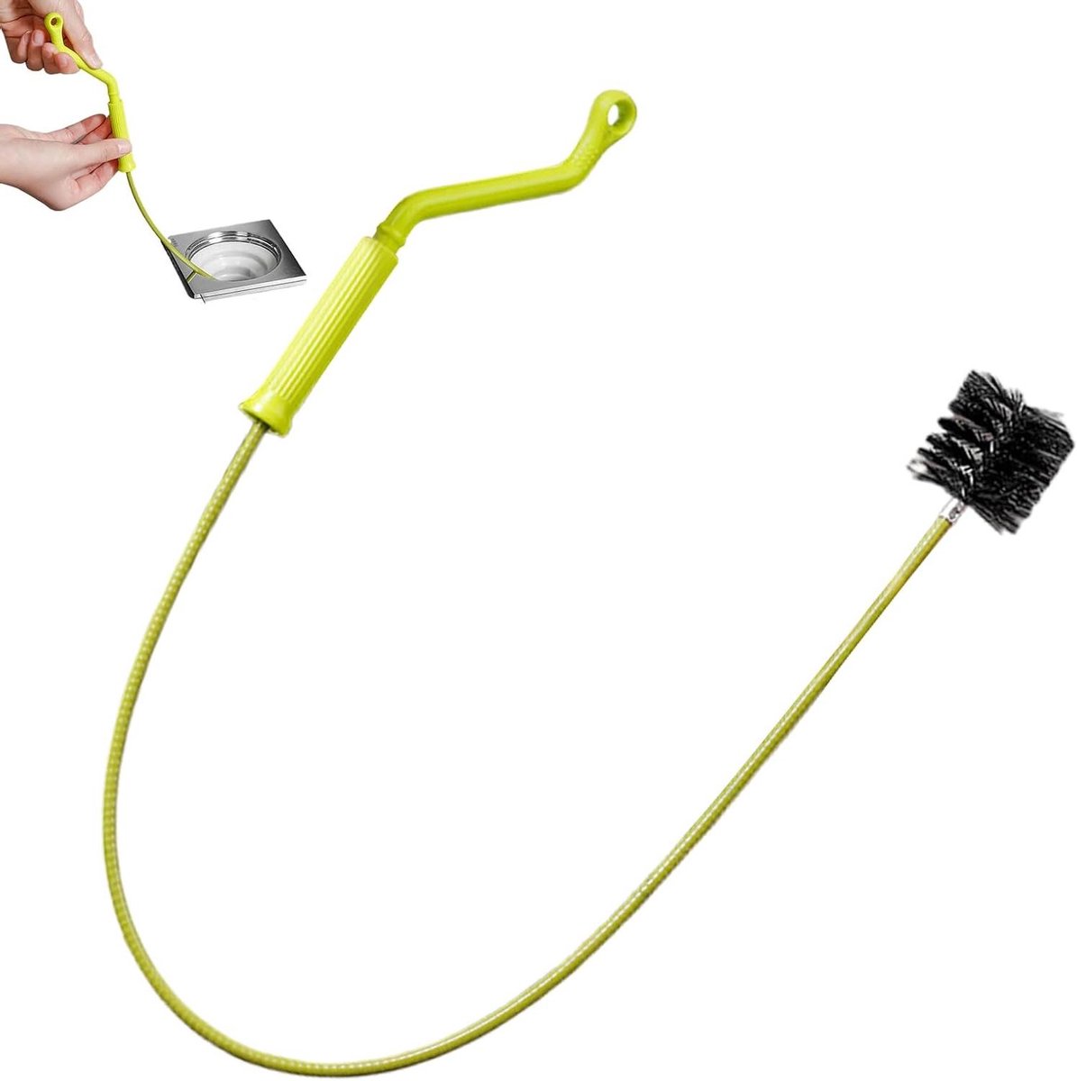 Afvalwaterreiniger - Flexibele borstel - Verstopte afvoer - Met opwikkelgereedschap - 54 cm - Zilver