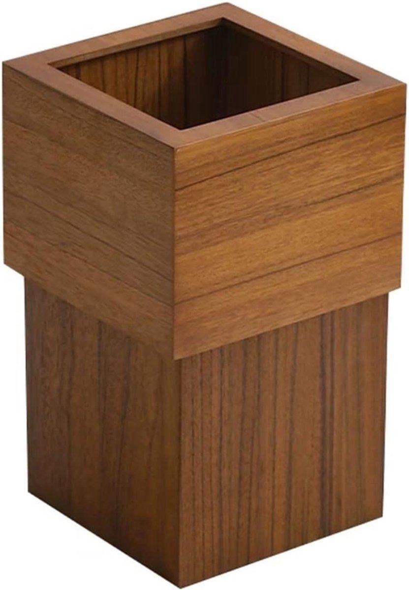 Afvalbak Hout - Prullenbak Vuilnisbak - Opruimen Thuis - Elegante Houtnerf - Twee Maten - Bruin