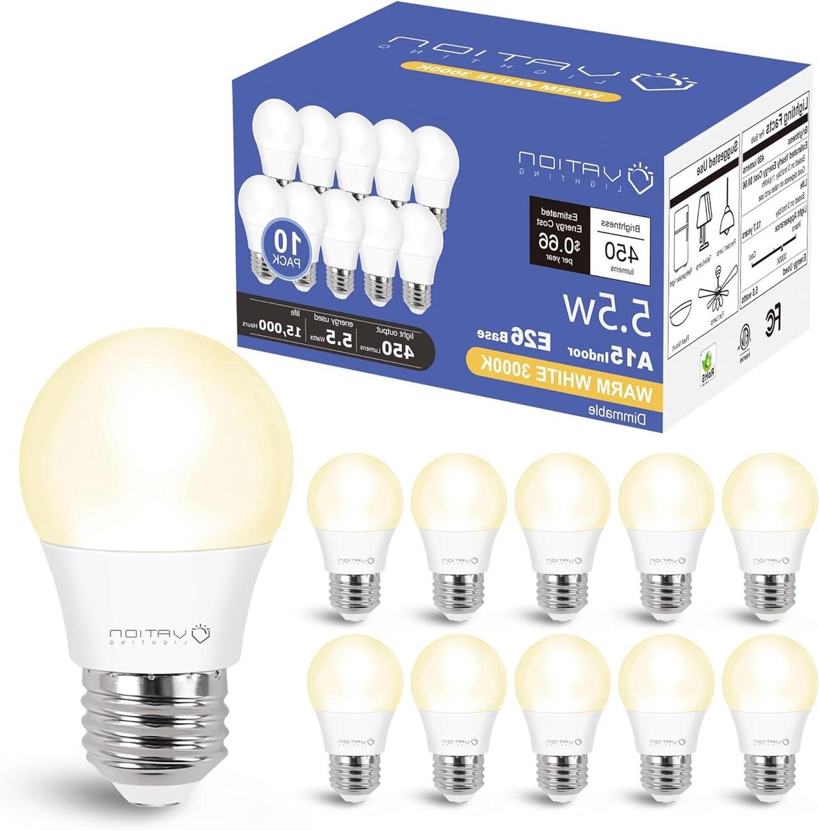 Koelkast Gloeilamp - Apparaat Bulb - Huishoudelijke Verlichting - Waterdicht Dimbare - 10 Pack - Warmwit