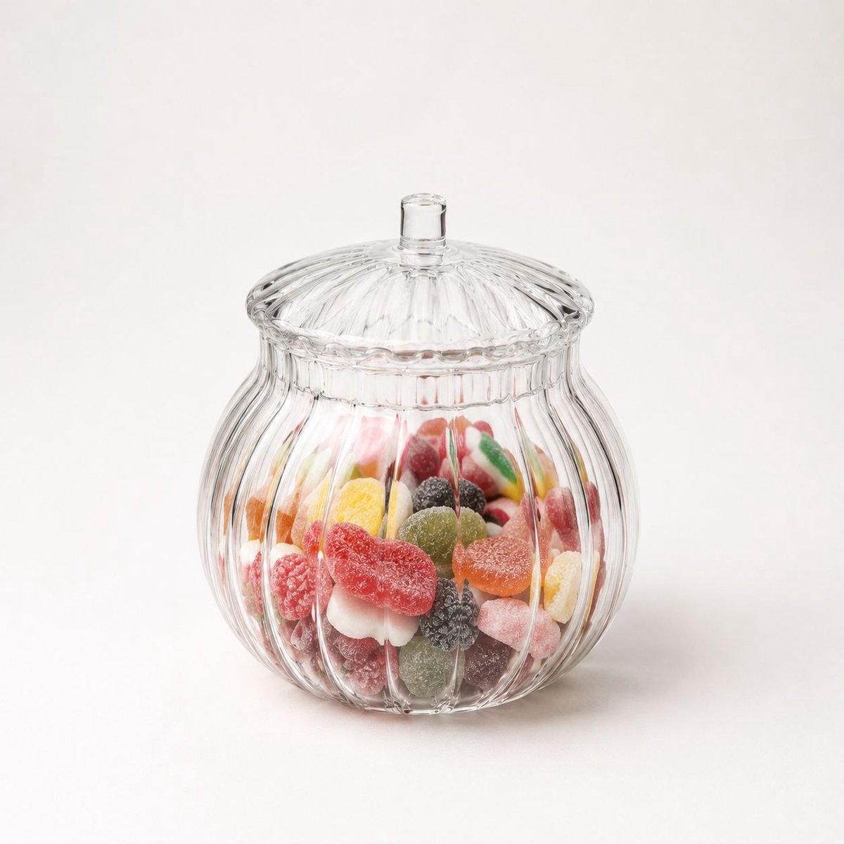 Mulex | Bonbonniere met deksel - transparant deco glas - 9 x 13 cm - snoeppot - tafel model