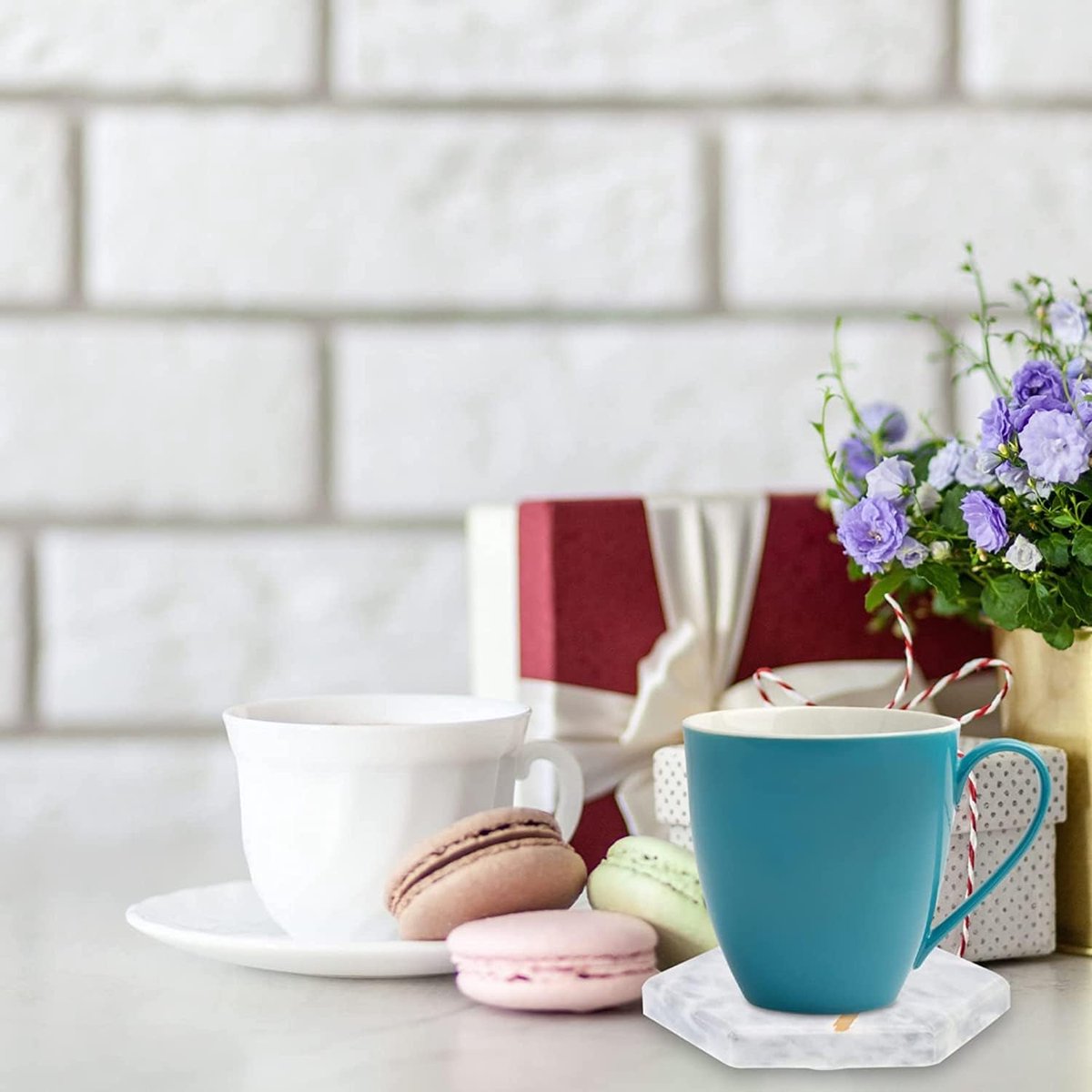 Onderzetters Marmer - Bekerhouders - Tafel Beschermen - Absorberend Ontwerp - 95 cm - Zwart