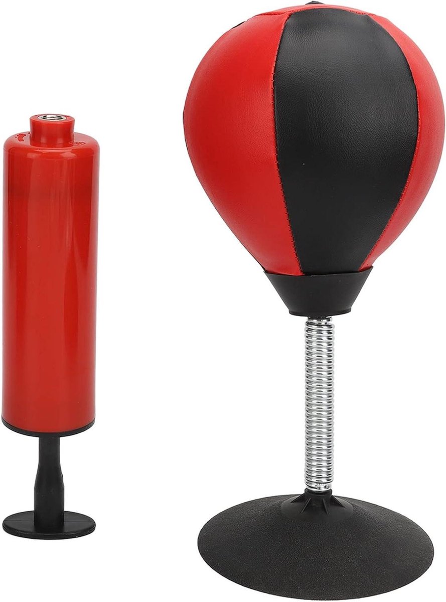 Tafel bokszak - Desktop boksbal - Stress verminderen - Sterke zuignapbasis - 20 x 11 cm - Zwart