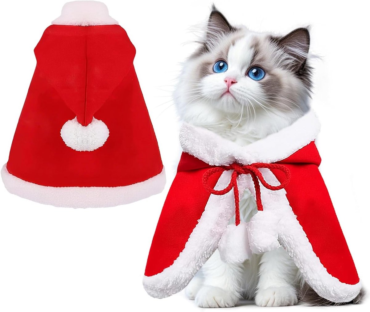 Kerstkostuum voor Huisdieren, Feestelijke Kleding voor Katten en Honden, Rode Kerstjas voor Kleine Honden