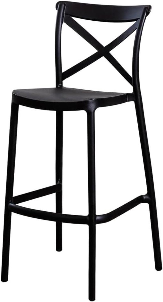 Barkruk - Kruk Kunststof - Keuken Bar - Stapelbaar Ontwerp - 75 cm Zithoogte - Zwart