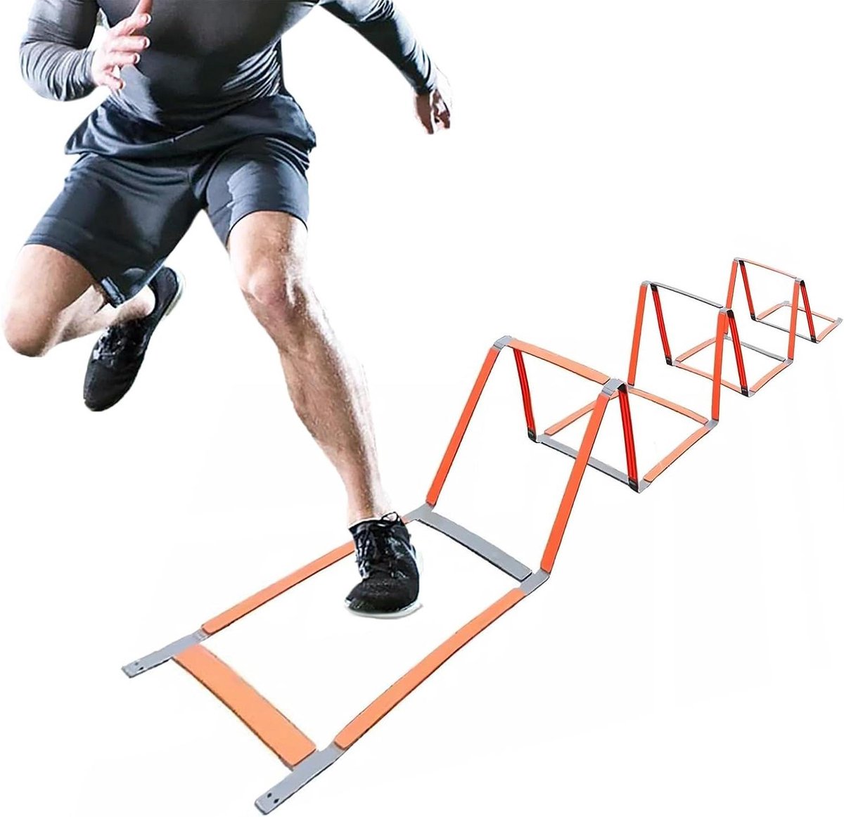 Trainingsladder - Wendbaarheidsladder Voetenwerk - Atletische Training - Opvouwbaar Ontwerp - 51.5x51.5cm Raster - Oranje