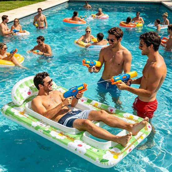 Zonnebad Zwembad Ligbed - Opblaasbare Zwembad Lounger Met Bekerhouder,Opblaasbare Drijvende Raft,Voor Vrouwen Tijdens De Zomervakantie Op Reizen Naar Hotels En Resorts Aan Het En Voor Buitenfeesten — afbeelding 4