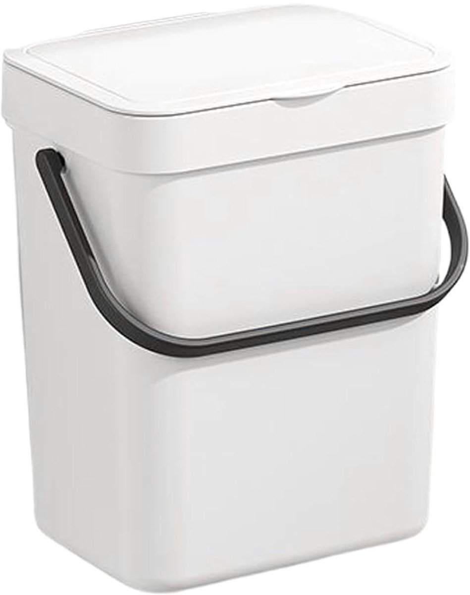 Wandmontage Afvalbak - Dubbel Deksel Bak - Ruimte Besparen - Handsfree Deksel - 3L of 5L - Wit